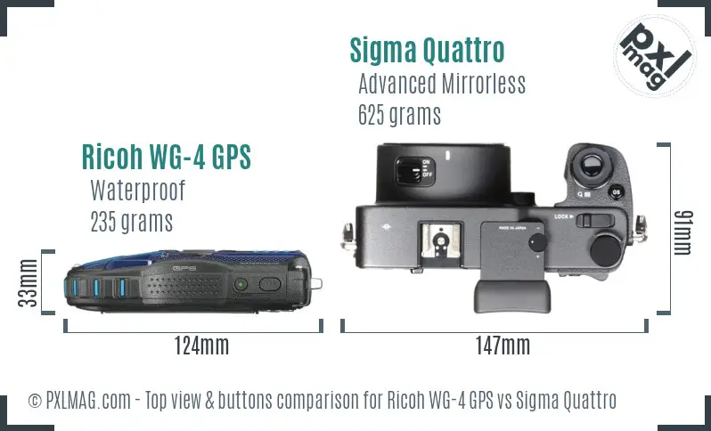 Ricoh WG-4 GPS vs Sigma Quattro top view buttons comparison