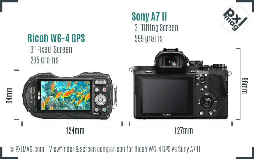 Ricoh WG-4 GPS vs Sony A7 II Screen and Viewfinder comparison