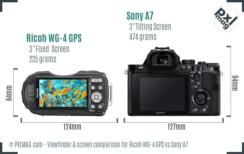 Ricoh WG-4 GPS vs Sony A7 Screen and Viewfinder comparison