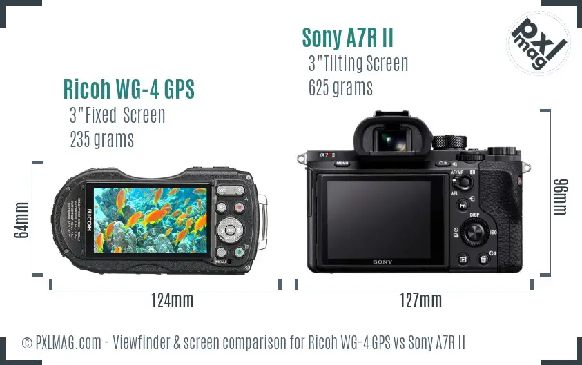 Ricoh WG-4 GPS vs Sony A7R II Screen and Viewfinder comparison
