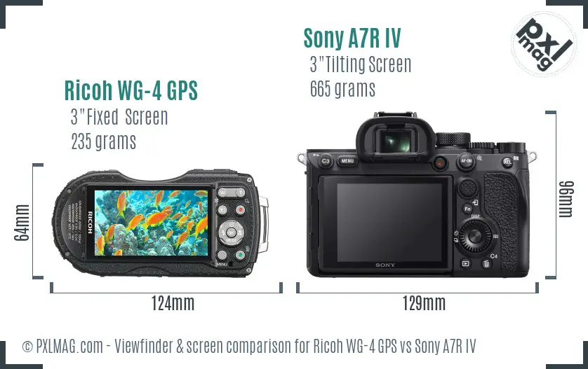 Ricoh WG-4 GPS vs Sony A7R IV Screen and Viewfinder comparison