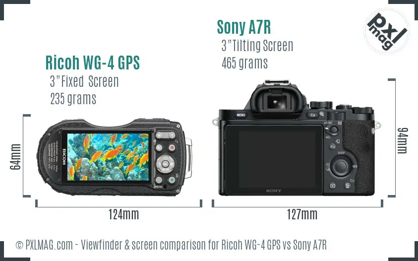 Ricoh WG-4 GPS vs Sony A7R Screen and Viewfinder comparison