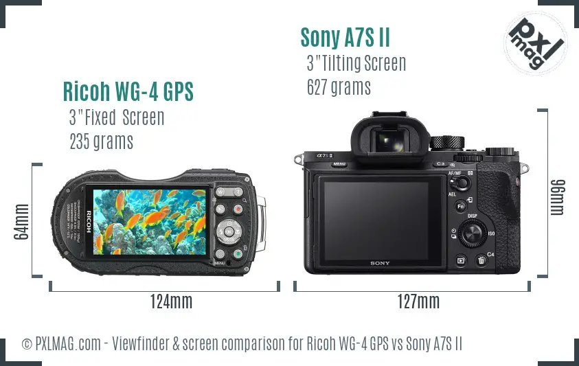 Ricoh WG-4 GPS vs Sony A7S II Screen and Viewfinder comparison