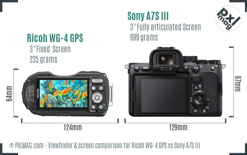 Ricoh WG-4 GPS vs Sony A7S III Screen and Viewfinder comparison