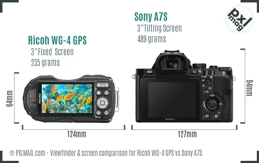 Ricoh WG-4 GPS vs Sony A7S Screen and Viewfinder comparison