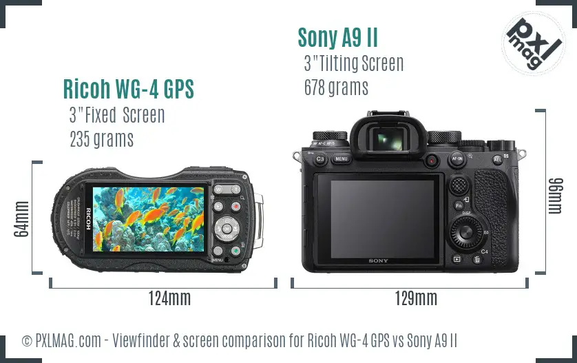 Ricoh WG-4 GPS vs Sony A9 II Screen and Viewfinder comparison