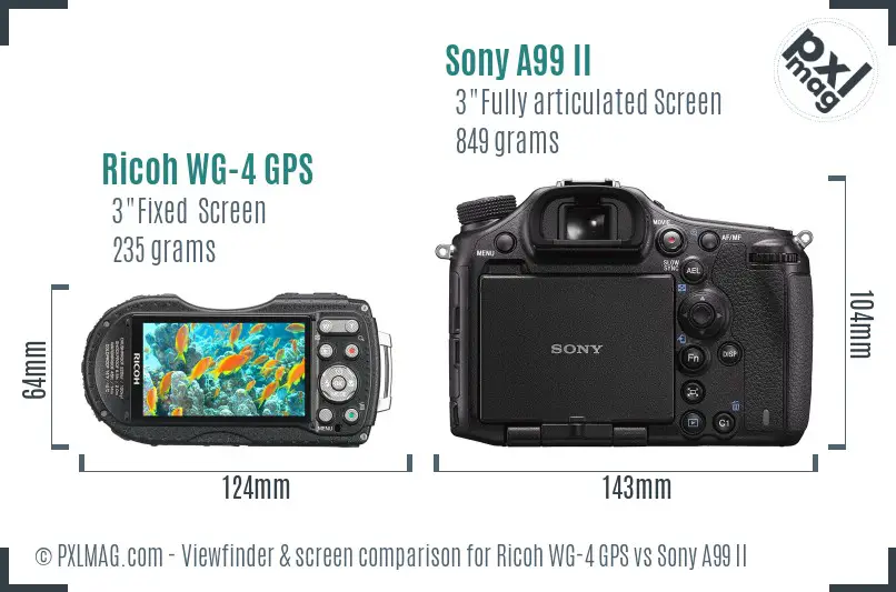 Ricoh WG-4 GPS vs Sony A99 II Screen and Viewfinder comparison