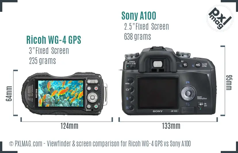 Ricoh WG-4 GPS vs Sony A100 Screen and Viewfinder comparison