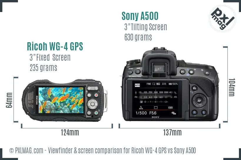 Ricoh WG-4 GPS vs Sony A500 Screen and Viewfinder comparison