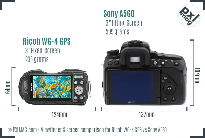 Ricoh WG-4 GPS vs Sony A560 Screen and Viewfinder comparison