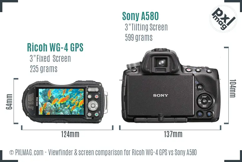 Ricoh WG-4 GPS vs Sony A580 Screen and Viewfinder comparison