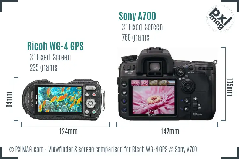 Ricoh WG-4 GPS vs Sony A700 Screen and Viewfinder comparison