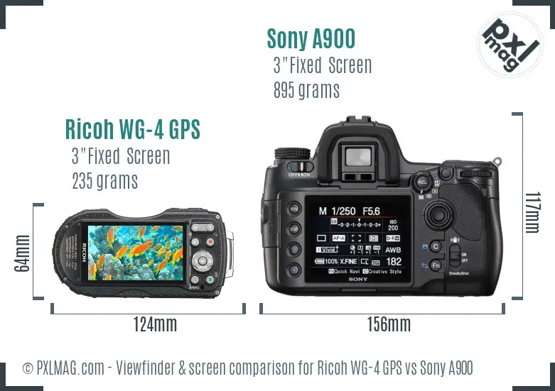 Ricoh WG-4 GPS vs Sony A900 Screen and Viewfinder comparison Ricoh WG-4 GPS vs Sony A900 Screen and Viewfinder comparison
