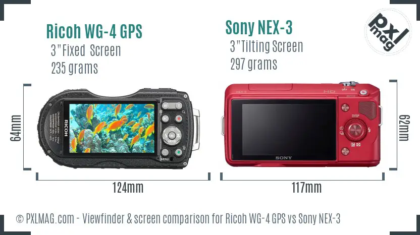 Ricoh WG-4 GPS vs Sony NEX-3 Screen and Viewfinder comparison