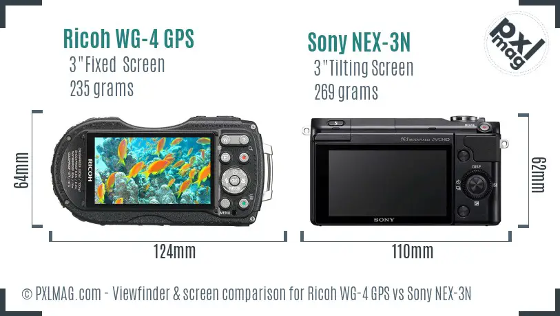 Ricoh WG-4 GPS vs Sony NEX-3N Screen and Viewfinder comparison