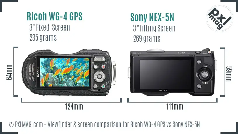 Ricoh WG-4 GPS vs Sony NEX-5N Screen and Viewfinder comparison