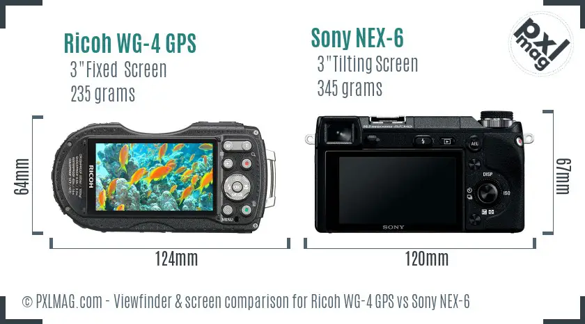 Ricoh WG-4 GPS vs Sony NEX-6 Screen and Viewfinder comparison