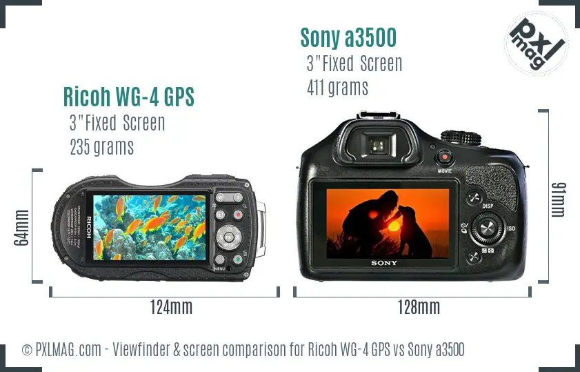 Ricoh WG-4 GPS vs Sony a3500 Screen and Viewfinder comparison
