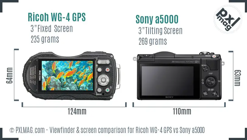 Ricoh WG-4 GPS vs Sony a5000 Screen and Viewfinder comparison