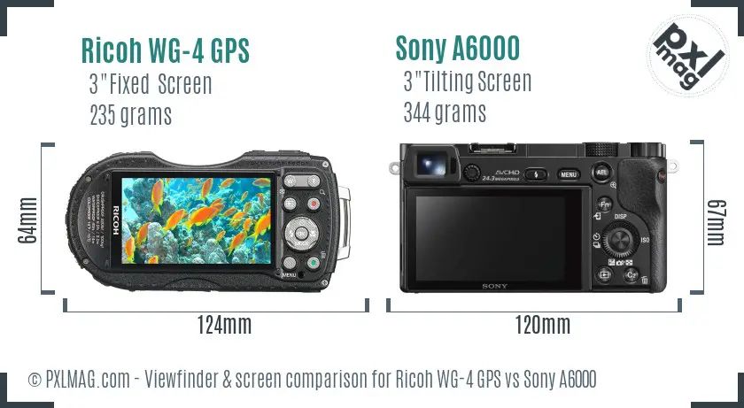 Ricoh WG-4 GPS vs Sony A6000 Screen and Viewfinder comparison