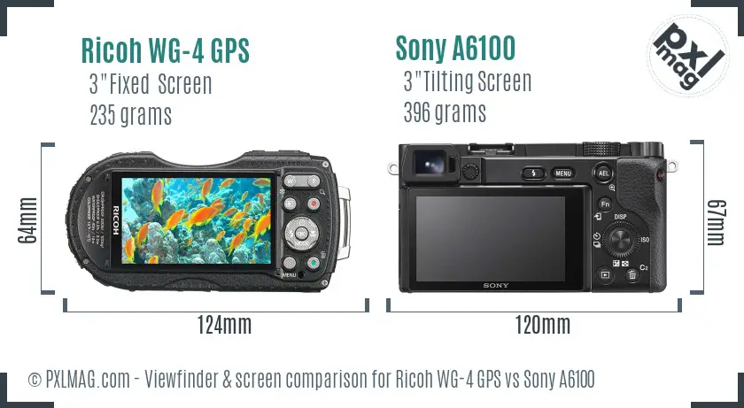 Ricoh WG-4 GPS vs Sony A6100 Screen and Viewfinder comparison