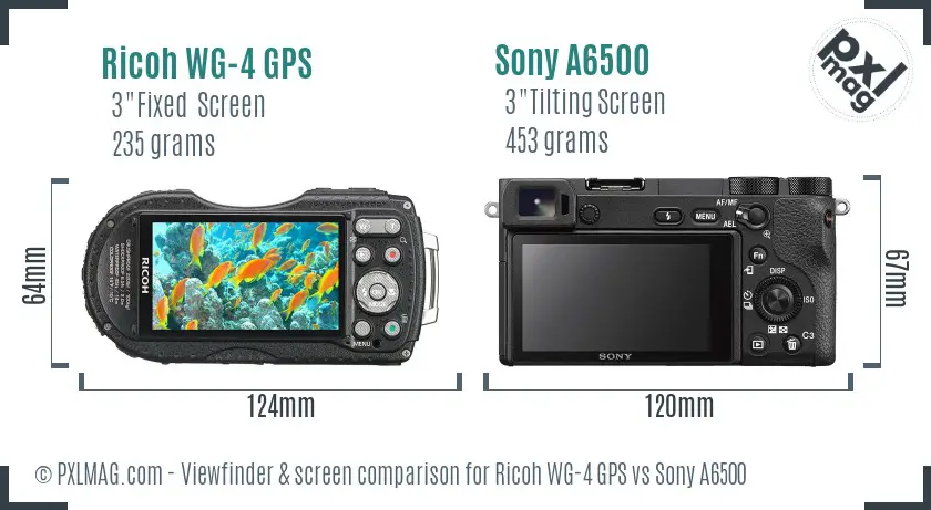 Ricoh WG-4 GPS vs Sony A6500 Screen and Viewfinder comparison Ricoh WG-4 GPS vs Sony A6500 Screen and Viewfinder comparison