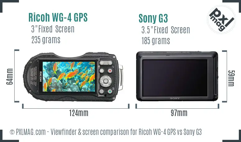 Ricoh WG-4 GPS vs Sony G3 Screen and Viewfinder comparison