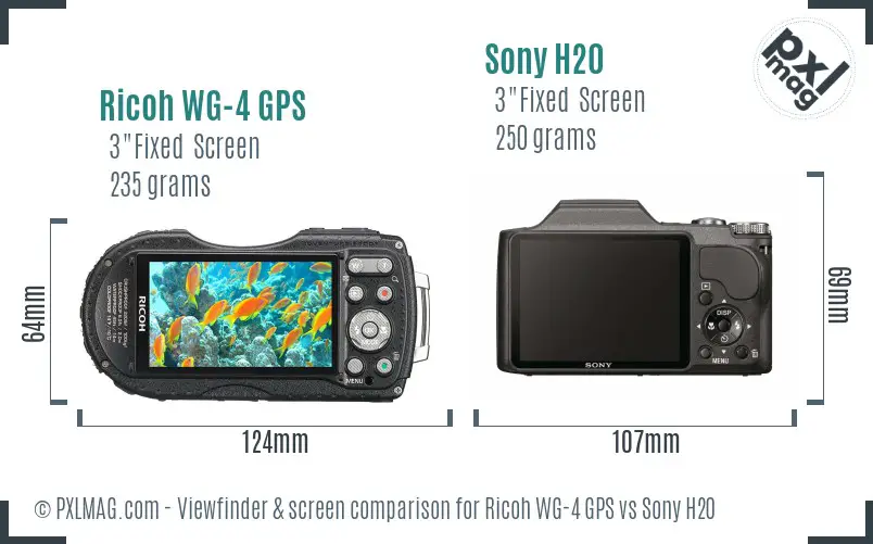 Ricoh WG-4 GPS vs Sony H20 Screen and Viewfinder comparison