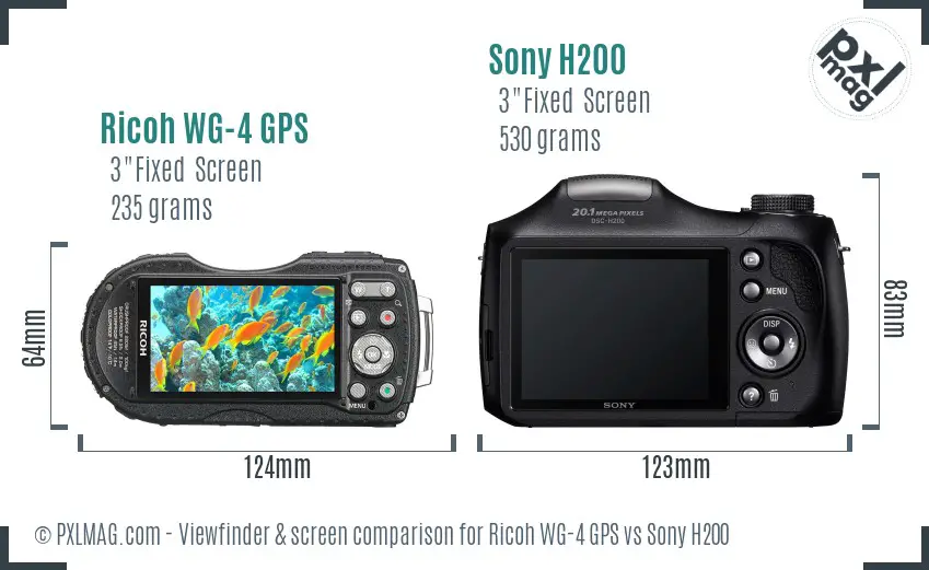 Ricoh WG-4 GPS vs Sony H200 Screen and Viewfinder comparison Ricoh WG-4 GPS vs Sony H200 Screen and Viewfinder comparison