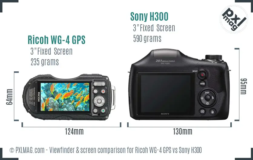 Ricoh WG-4 GPS vs Sony H300 Screen and Viewfinder comparison