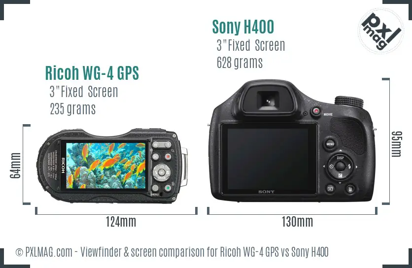 Ricoh WG-4 GPS vs Sony H400 Screen and Viewfinder comparison