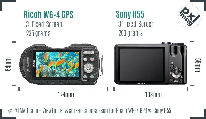 Ricoh WG-4 GPS vs Sony H55 Screen and Viewfinder comparison