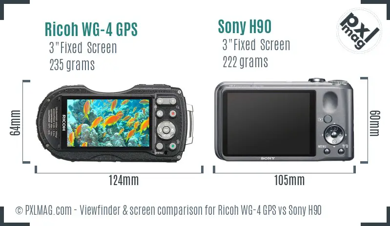 Ricoh WG-4 GPS vs Sony H90 Screen and Viewfinder comparison