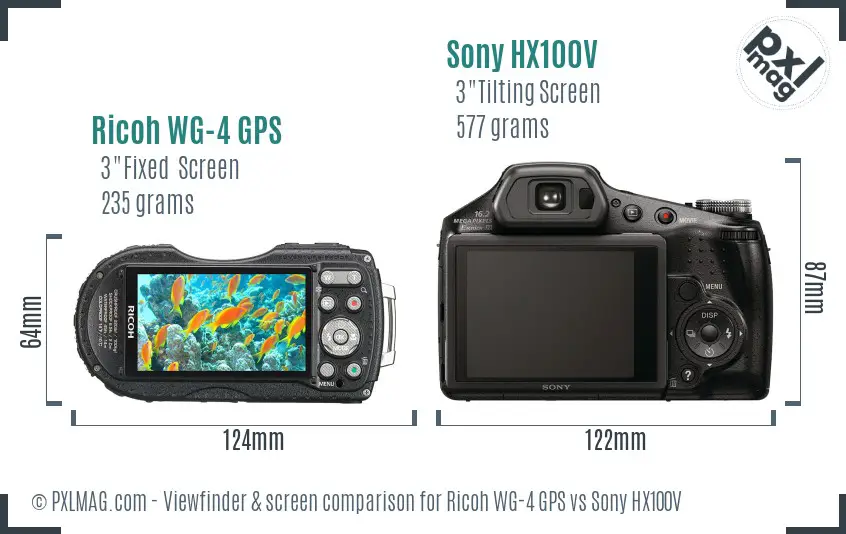 Ricoh WG-4 GPS vs Sony HX100V Screen and Viewfinder comparison Ricoh WG-4 GPS vs Sony HX100V Screen and Viewfinder comparison
