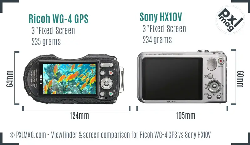 Ricoh WG-4 GPS vs Sony HX10V Screen and Viewfinder comparison