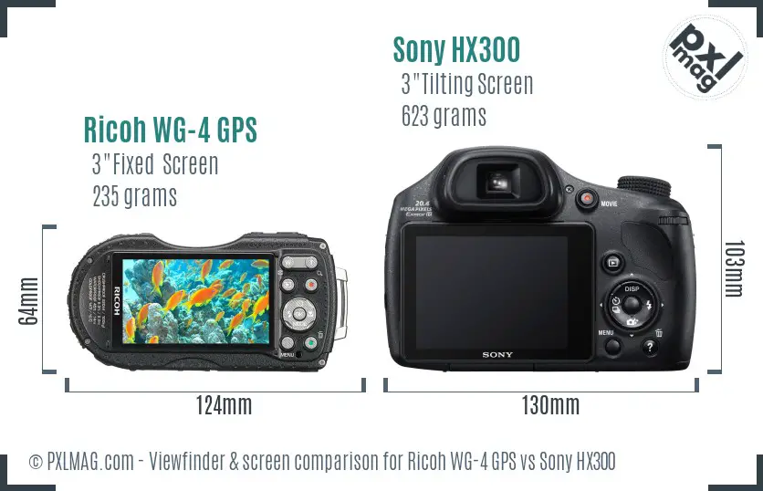 Ricoh WG-4 GPS vs Sony HX300 Screen and Viewfinder comparison