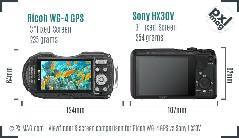 Ricoh WG-4 GPS vs Sony HX30V Screen and Viewfinder comparison