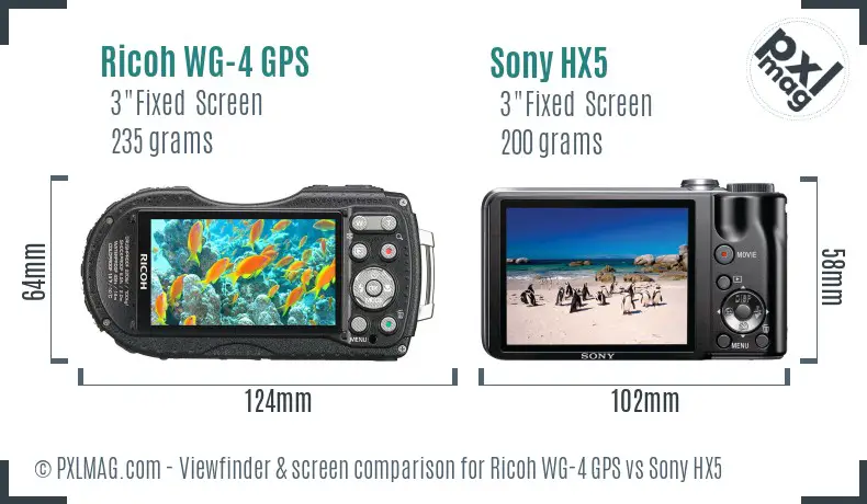 Ricoh WG-4 GPS vs Sony HX5 Screen and Viewfinder comparison Ricoh WG-4 GPS vs Sony HX5 Screen and Viewfinder comparison
