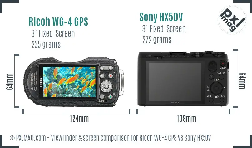 Ricoh WG-4 GPS vs Sony HX50V Screen and Viewfinder comparison