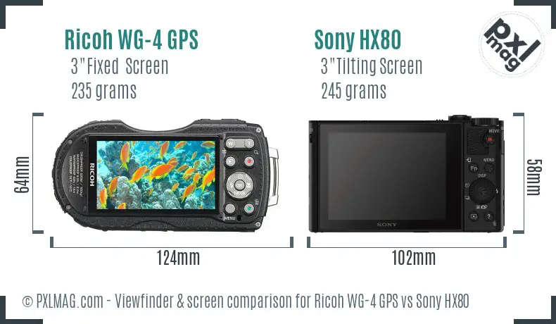 Ricoh WG-4 GPS vs Sony HX80 Screen and Viewfinder comparison
