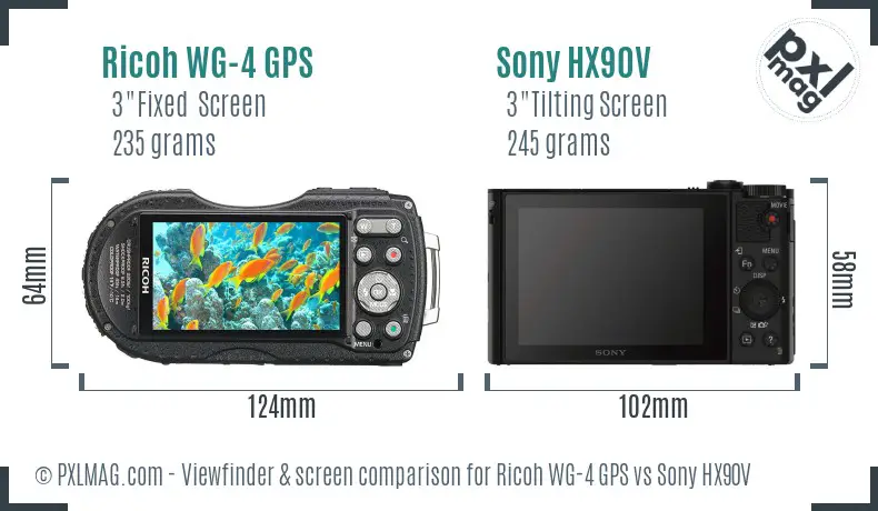 Ricoh WG-4 GPS vs Sony HX90V Screen and Viewfinder comparison