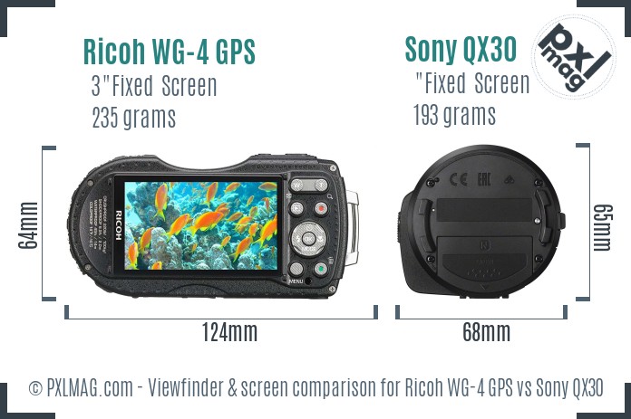 Ricoh WG-4 GPS vs Sony QX30 Screen and Viewfinder comparison