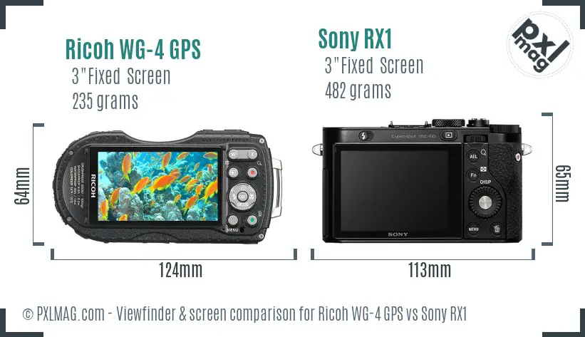 Ricoh WG-4 GPS vs Sony RX1 Screen and Viewfinder comparison