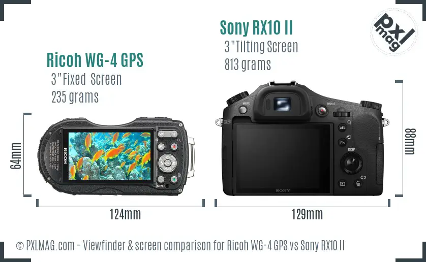 Ricoh WG-4 GPS vs Sony RX10 II Screen and Viewfinder comparison Ricoh WG-4 GPS vs Sony RX10 II Screen and Viewfinder comparison