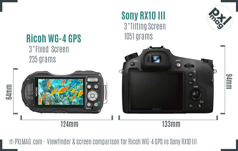 Ricoh WG-4 GPS vs Sony RX10 III Screen and Viewfinder comparison