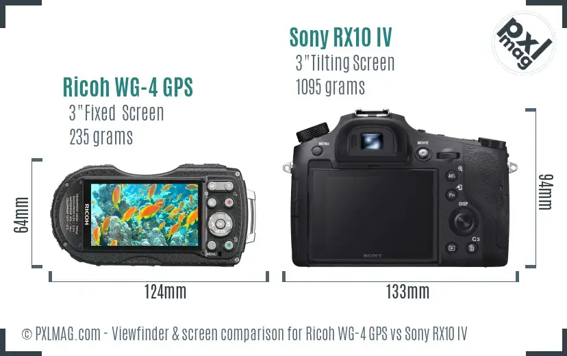 Ricoh WG-4 GPS vs Sony RX10 IV Screen and Viewfinder comparison