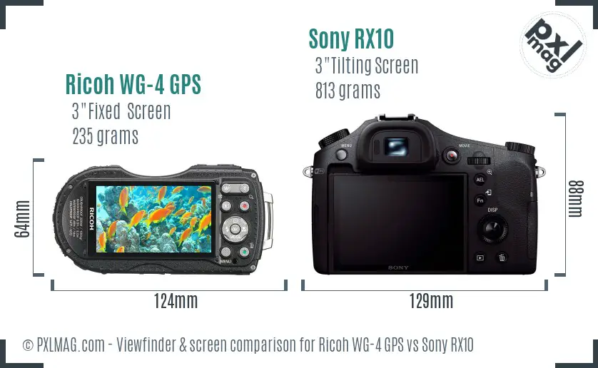 Ricoh WG-4 GPS vs Sony RX10 Screen and Viewfinder comparison