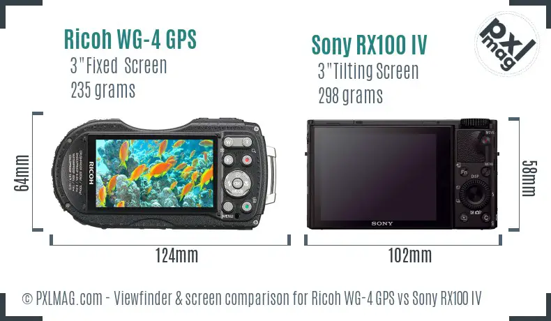 Ricoh WG-4 GPS vs Sony RX100 IV Screen and Viewfinder comparison