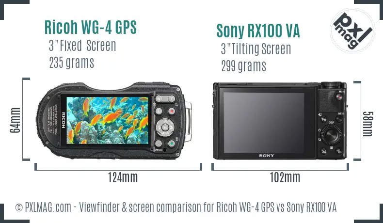 Ricoh WG-4 GPS vs Sony RX100 VA Screen and Viewfinder comparison
