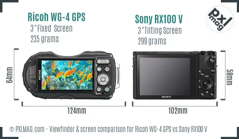 Ricoh WG-4 GPS vs Sony RX100 V Screen and Viewfinder comparison